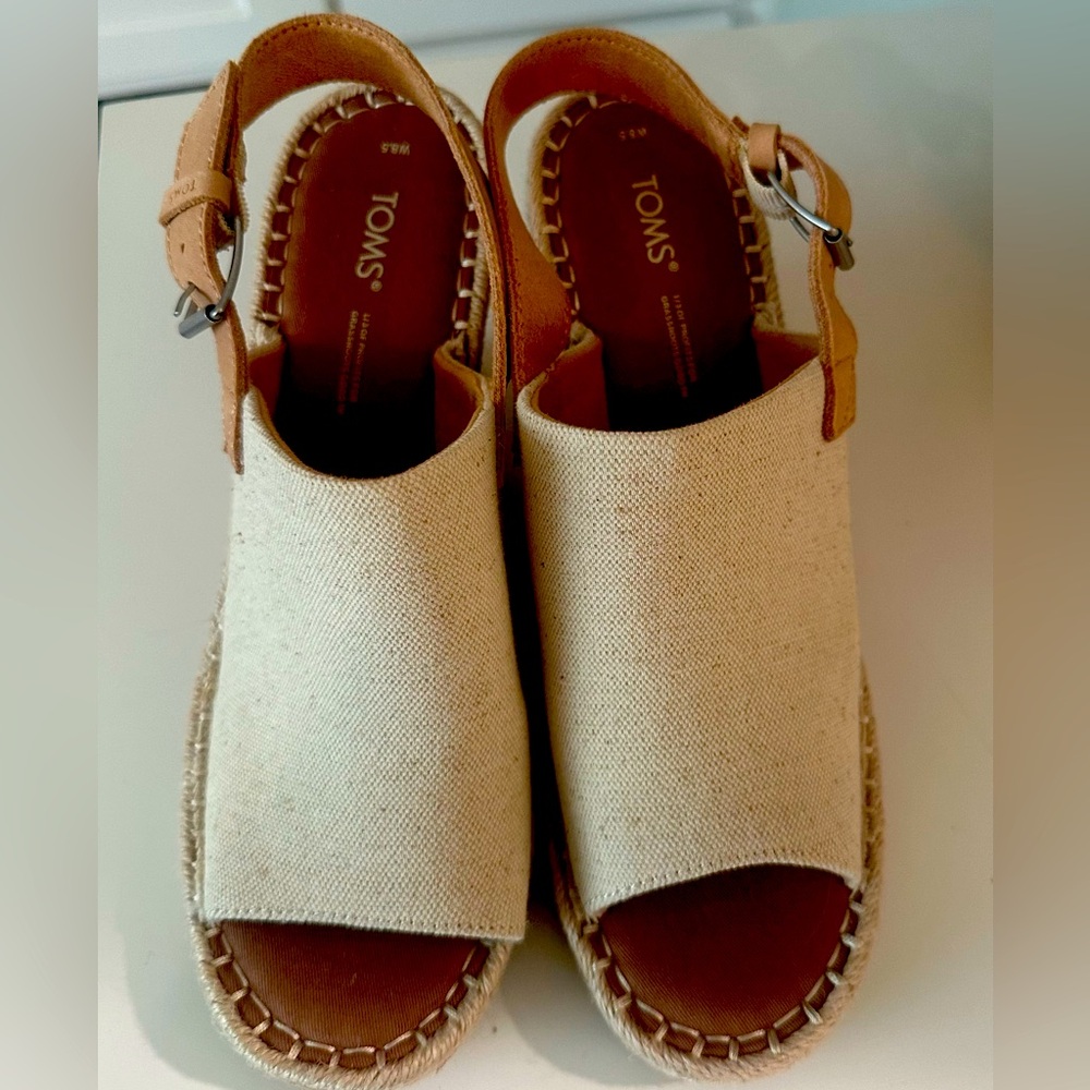 Brand new Toms wedge sandals 8.5
